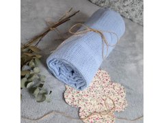 Deka z pletené bavlny 100x150 cm - modrá 1
