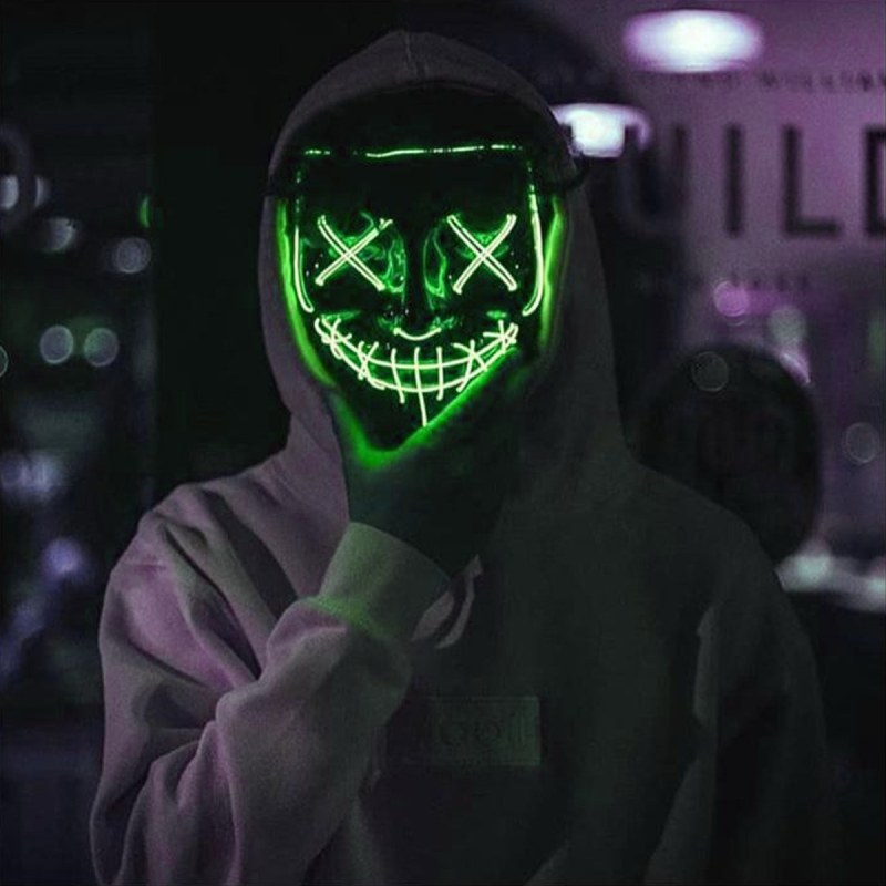 Děsivá svítící maska - zelená - Dárky.pro