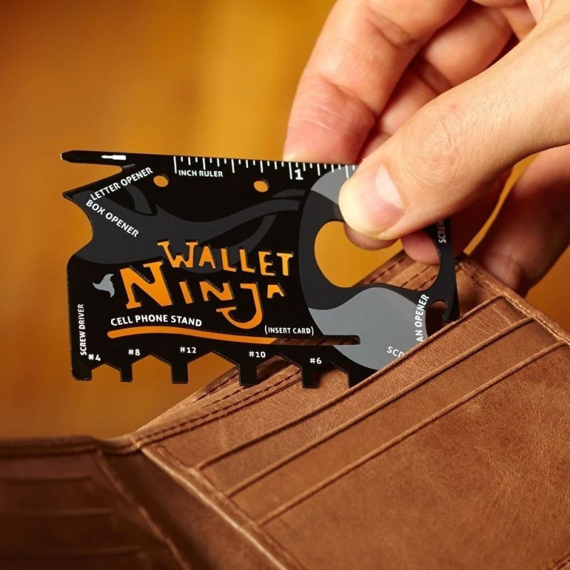 Ocelová multifunkční karta Wallet Ninja 18v1 - Dárky.pro