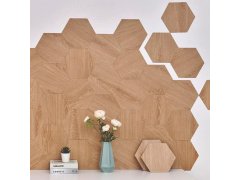 10 ks samolepicích panelů hexagon - světlé dřevo 1