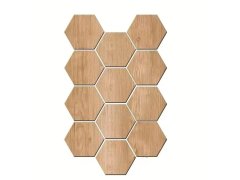 10 ks samolepicích panelů hexagon - světlé dřevo 5