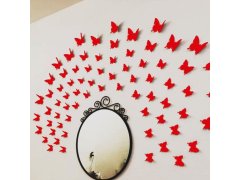 3D motýlci na zeď - červená 5
