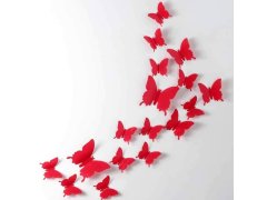 3D motýlci na zeď - červená 6