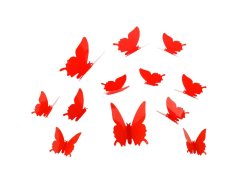 3D motýlci na zeď - červená 7