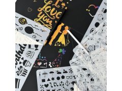 5 ks vyškrabávacích šablon A4 + 2 pera 4