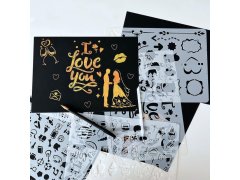 5 ks vyškrabávacích šablon A4 + 2 pera 8