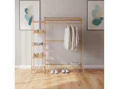 Bambusový stojan na oblečení s&nbsp;policemi a&nbsp;věšákem - šířka 130 cm 3