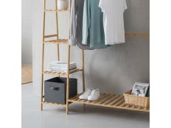 Bambusový stojan na oblečení s&nbsp;policemi a&nbsp;věšákem - šířka 130 cm 5