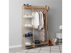 Bambusový stojan na oblečení s&nbsp;policemi a&nbsp;věšákem - šířka 80 cm