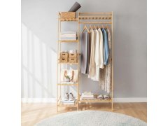 Bambusový stojan na oblečení s&nbsp;policemi a&nbsp;věšákem - šířka 80 cm 2