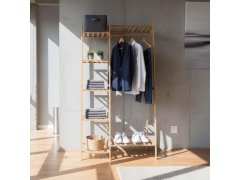 Bambusový stojan na oblečení s&nbsp;policemi a&nbsp;věšákem - šířka 80 cm 4