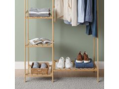 Bambusový stojan na oblečení s&nbsp;policemi a&nbsp;věšákem - šířka 80 cm 5