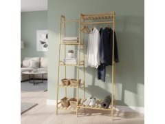 Bambusový stojan na oblečení s&nbsp;policemi a&nbsp;věšákem - šířka 80 cm 8
