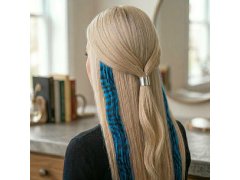 Barevný clip in pramínek 45 cm, mývalí ocas - modrý 4