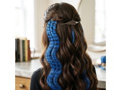 Barevný clip in pramínek 45 cm, mývalí ocas - modrý 7