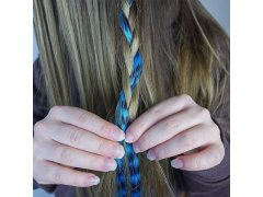 Barevný clip in pramínek 45 cm, mývalí ocas - modrý 9