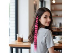 Barevný clip in pramínek 45 cm, mývalí ocas - růžový 3