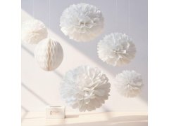 Bílá papírová dekorace Pompom 20 cm 5 ks 6