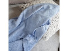 Deka z pletené bavlny 100x150 cm - modrá 4