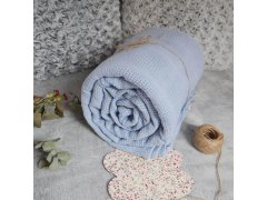 Deka z pletené bavlny 180 × 230 cm - modrá