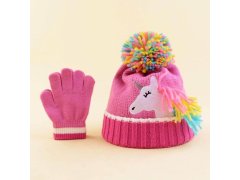 Dětská zimní sada čepice a rukavic s jednorožcem 9