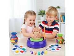 Dětský hrnčířský kruh - kreativní sada s&nbsp;hlínou a&nbsp;barvami 1