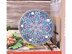 Diamantové malování LED lampička mandala - modro fialová 11