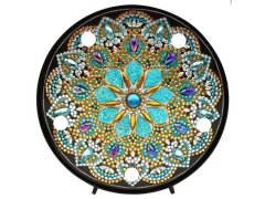 Diamantové malování LED lampička mandala - modro fialová 12