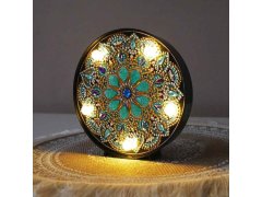 Diamantové malování LED lampička mandala - zlato stříbrná