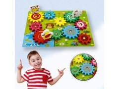 Dřevěná hračka s ozubenými kolečky se zvířátky 12