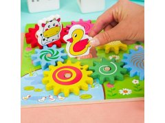 Dřevěná hračka s ozubenými kolečky se zvířátky 2