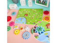 Dřevěná hračka s ozubenými kolečky se zvířátky 3