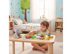 Dřevěná hračka s ozubenými kolečky se zvířátky 4