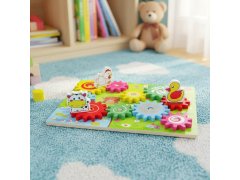 Dřevěná hračka s ozubenými kolečky se zvířátky 6