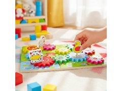 Dřevěná hračka s ozubenými kolečky se zvířátky 8