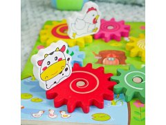 Dřevěná hračka s ozubenými kolečky se zvířátky 9