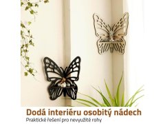 Dřevěná rohová polička motýl - černá 2