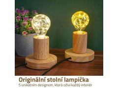 Dřevěná stolní lampa se žárovkou - teplé světlo 2