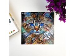 Dřevěné kočičí puzzle - mourovatá kočka 9