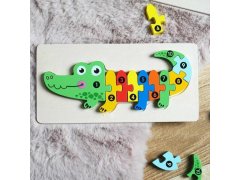 Dřevěné puzzle s čísly - krokodýl 1