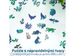 Dřevěné puzzle s nepravidelnými tvary - polární záře 2