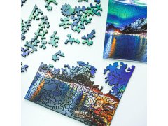 Dřevěné puzzle s nepravidelnými tvary - polární záře 4