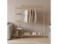 Dřevěný stojan na oblečení s&nbsp;policemi a&nbsp;věšákem - šířka 130 cm 3
