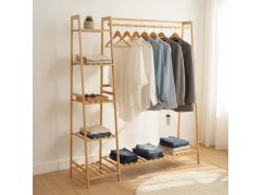 Dřevěný stojan na oblečení s&nbsp;policemi a&nbsp;věšákem - šířka 130 cm 8