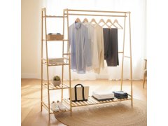 Dřevěný stojan na oblečení s&nbsp;policemi a&nbsp;věšákem - šířka 130 cm 9