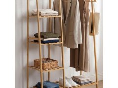 Dřevěný stojan na oblečení s&nbsp;policemi a&nbsp;věšákem - šířka 80 cm 3
