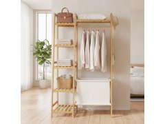 Dřevěný stojan na oblečení s&nbsp;policemi a&nbsp;věšákem - šířka 80 cm 4
