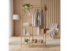 Dřevěný stojan na oblečení s&nbsp;policemi a&nbsp;věšákem - šířka 80 cm 5