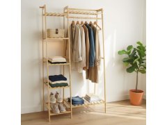 Dřevěný stojan na oblečení s&nbsp;policemi a&nbsp;věšákem - šířka 80 cm 7