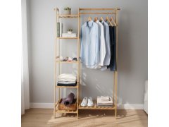 Dřevěný stojan na oblečení s&nbsp;policemi a&nbsp;věšákem - šířka 80 cm 8